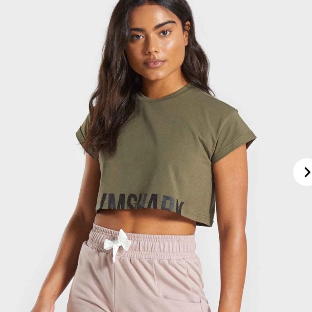Army Green Gymshark Cropped Tee - image 1